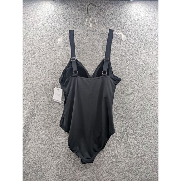 NWT Dolfin Aquashape Women's sz 22 Drape Front Black One Piece Swimsuit - Picture 5 of 10